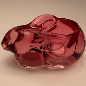 Vintage Indiana Glass Pink Bunny Votive Holder